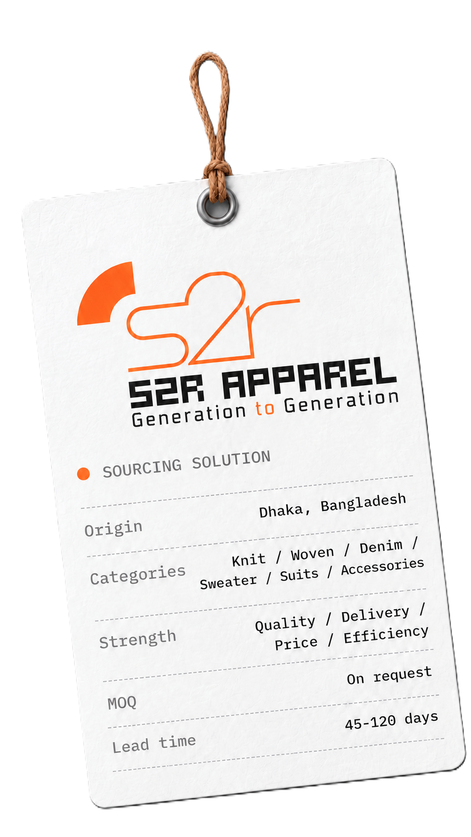 S2R Apparel Hangtag
